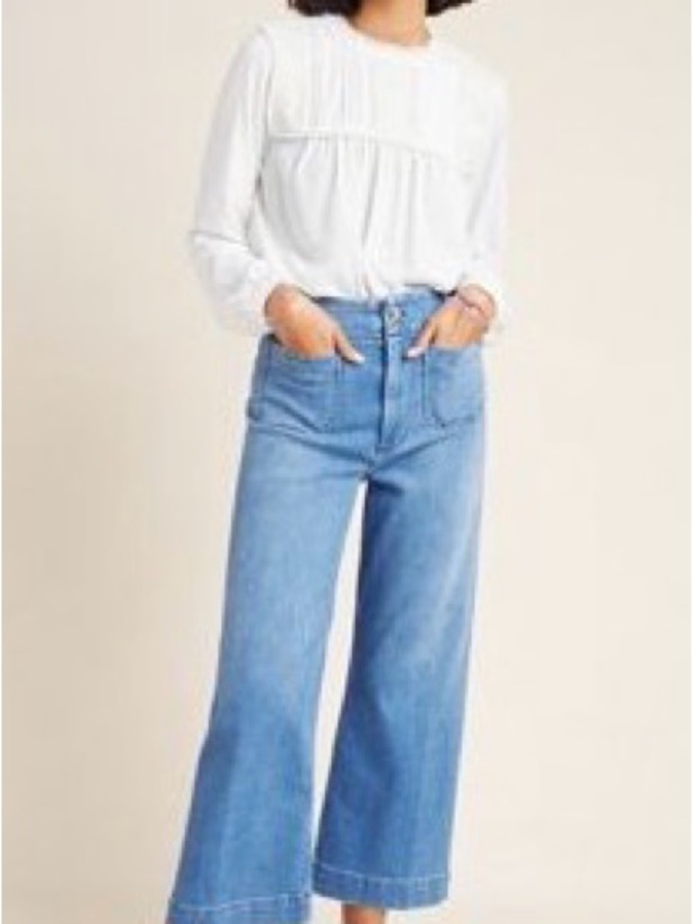 Pilcro Light Blue Cropped Wide-Leg Jeans - Picture 1 of 4